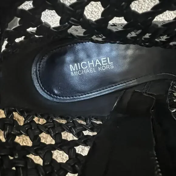 Michael Kors Black Augustine Woven Ankle Boots Size 7.5 Open Weave - Picture 10 of 15